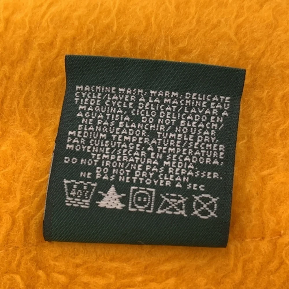 Vintage Ralph Lauren Gold Fleece Decorative Blanket w/ RL Logo. 70X50